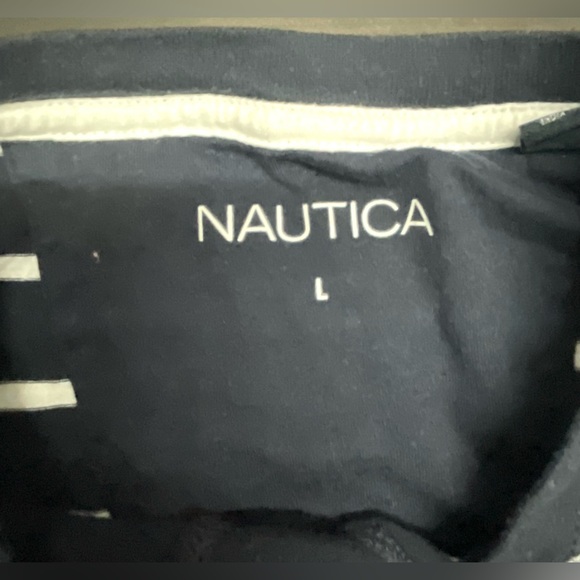 Nautica Navy Blue Longsleeve Shirt Striped. *Excellent Cond* Size L - Picture 3 of 5